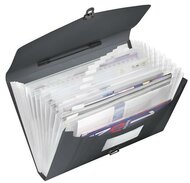 Harmonikatáska, A4, PP, 12 rekeszes, ESSELTE "Vivida", fekete