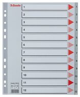 Regiszter, műanyag, A4 Maxi, 1-12, ESSELTE, szürke