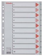 Regiszter, műanyag, A4, 1-10, ESSELTE,szürke