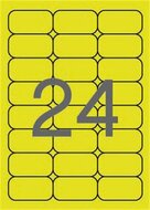 Etikett, 64x33,9 mm, színes, kerekített sarkú, APLI, neon sárga, 480 etikett/csomag, (20 lap)