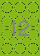 Etikett, 60 mm kör, színes, APLI, neon zöld, 240 etikett/csomag, (20 lap)