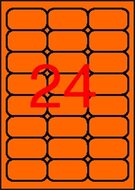 Etikett, 64x33,9 mm, színes, kerekített sarkú, APLI, neon narancs, 480 etikett/csomag, (20 lap)