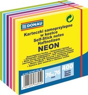 Öntapadó jegyzettömb, 76x76mm, 400 lap, DONAU, fehér és neon színek, (400 lap)