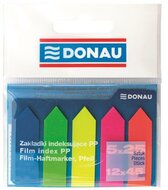 Jelölőcímke, műanyag, nyíl forma, 5x25 lap, 12x45 mm, DONAU, neon szín, (125 lap)