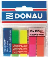Jelölőcímke, műanyag, 5x25 lap, 12x45 mm, DONAU, neon szín, (125 lap)
