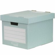 Tároló doboz, karton, 33,3x28,5x39 cm FELLOWES, "Style", zöld-fehér, (4 db)