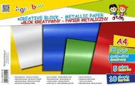 Színes papír tömb, A4, 90 g, 10 lap,"Gimboo", 5 különböző metál szín, (10 lap)