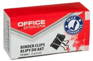 Bindercsipesz, 19 mm, OFFICE PRODUCTS, fekete, (12 db)