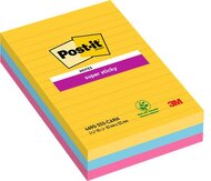 Öntapadó jegyzettömb, vonalas, 3x90 lap, 101x152 mm, 3M POSTIT "Super Sticky", "Carnival", vegyes színek, (270 lap)