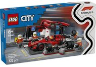 LEGO® F1®-es boxutca és személyzet, Ferrari autóval, versenyautós játék 60443