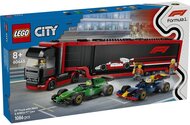 LEGO® City F1®-es kamion, RB20 és AMR24 F1®-es autókkal, játék versenyautó-szállítót tartalmazó szett 60445