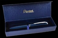 Zseléstoll, 0,35 mm, rotációs, diplomatakék tolltest, PENTEL "EnerGel BL-2007" fekete, ajándék kék betéttel