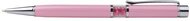 Golyóstoll, Crystals from SWAROVSKI®, rózsaszín, középen pink kristályokkal töltve, ART CRYSTELLA®, 14cm