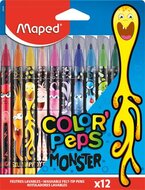 Filctoll készlet, 2,8 mm, kimosható, MAPED "Color'Peps Monster" 12 különböző szín, (12 db)