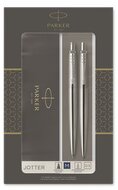 Golyóstoll és nyomósirón szett, díszdoboz, rozsdamentes acél tolltest, PARKER "Royal Jotter", kék, (2 db)