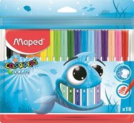 Filctoll készlet, 2 mm, kimosható, MAPED "Color'Peps Ocean", 18 különböző szín, (18 db)