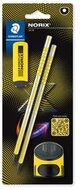 Grafitceruza készlet, hegyezővel, radírral, HB, STAEDTLER "Norix® 181", sárga, (4 db)
