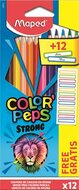 Színes ceruza készlet, háromszögletű, MAPED, "Color'Peps Strong" 12 különböző szín + 12 ajándék matrica, (12 db)