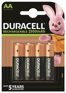 Tölthető elem, AA ceruza, 4x2500 mAh, DURACELL, (4 db)