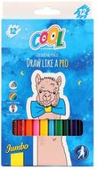 Színes ceruza készlet, háromszögletű, vastag, COOL BY VICTORIA, 12 különböző szín, (12 db)
