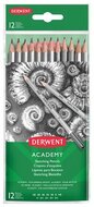 Grafitceruza szett, hatszögletű, DERWENT "Academy", 12 különböző keménység, (12 db)