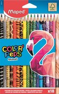Színes ceruza készlet, háromszögletű, MAPED "Color'Peps Animal", 18 különböző szín, (18 db)
