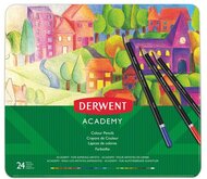 Színes ceruza készlet, fém doboz, DERWENT "Academy", 24 különböző szín, (24 db)