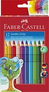 Színes ceruza készlet, háromszögletű, FABER-CASTELL "Jumbo Grip", 12 különböző szín, (12 db)