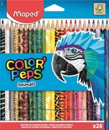 Színes ceruza készlet, háromszögletű, MAPED "Color'Peps Animal", 24 különböző szín, (24 db)