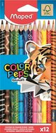 Színes ceruza készlet, háromszögletű, MAPED "Color'Peps Animal", 12 különböző szín, (12 db)