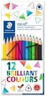 Színes ceruza készlet, háromszögletű, STAEDTLER "Ergo Soft 157", 12 különböző szín, (12 db)