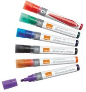 Táblamarker készlet, 1-3 mm, folyékonytintás, NOBO, 6 különböző szín, (6 db)