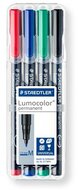 Alkoholos marker készlet, OHP, 1 mm, STAEDTLER "Lumocolor® 317 M", 4 különböző szín, (4 db)