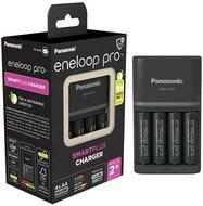 Elemtöltő, AA/AAA, 4x2500 mAh AA, gyorstöltő, PANASONIC "Eneloop Pro"