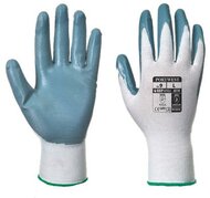 Védőkesztyű, nitril, M méret, "Flexo Grip" szürke-fehér