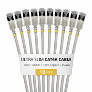 Startech - 15 cm-es szürke, ultravékony Cat6a Ethernet kábel, 10 darabos - 6ASTP34GRS15CM10PK