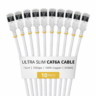 Startech - 15 cm-es fehér, ultravékony Cat6a Ethernet kábel - 6ASTP34WHS15CM10PK