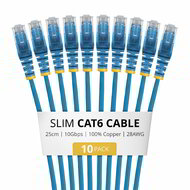 Startech - 25 cm-es kék vékony CAT6 hálózati kábel, 10 darabos - N6PAT25CMBLS10PK