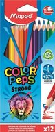 Színes ceruza készlet, háromszögletű, MAPED "Color'Peps Strong", 12 különböző szín, (12 db)