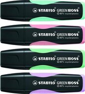 Szövegkiemelő készlet, 2-5 mm, STABILO "Green Boss Pastel", 4 különböző szín, (4 db)