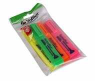 Szövegkiemelő készlet, 1-4 mm, FLEXOFFICE "HL05", 4 különböző szín, (4 db)