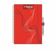 Naptár, tervező, A5, heti, DAYLINER, "InSpiral", piros-piros