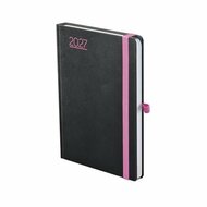 Naptár, tervező, B6, heti, TOPTIMER, "Nero", fekete-pink