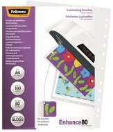 Meleglamináló fólia, lefűzhető, 80 mikron, A4, fényes, 100 db, FELLOWES, (100 db)