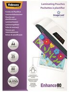 Meleglamináló fólia, 80 mikron, A4, fényes, 25 db, FELLOWES, (25 db)