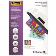 Meleglamináló fólia, 80 mikron, A3, fényes, öntapadó, 100 db, FELLOWES, (100 db)