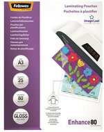 Meleglamináló fólia, 80 mikron, A3, fényes, 25 db, FELLOWES, (25 db)