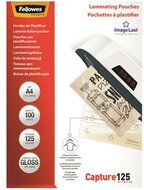 Meleglamináló fólia, 125 mikron, A4, fényes, 100 db, FELLOWES, (100 db)