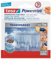 Műanyag akasztó ragasztócsíkkal, TESA "Powerstrips®", átlátszó, (2 db)