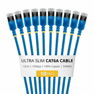 Startech - 15 cm-es kék ultravékony Cat6A Ethernet patch kábel, 10 darab - 6ASTP34BLS15CM10PK